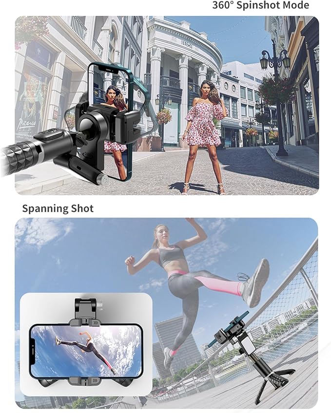 Q18 Rotatable Multi-function Gimbal Stabilizer Remote Control Stabilizer with 27.5in Extension Rod Built-in Beauty Fill Light Aluminum Alloy Face Smart Tracking Auto Balance for Vlog