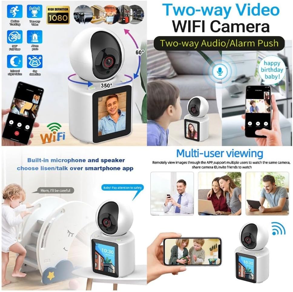 Two way video WiFi camera 1080P Video Calling WIFI HD Camera One-Click Video Calling Infrared Night Vision Video Baby Monitoring Camera