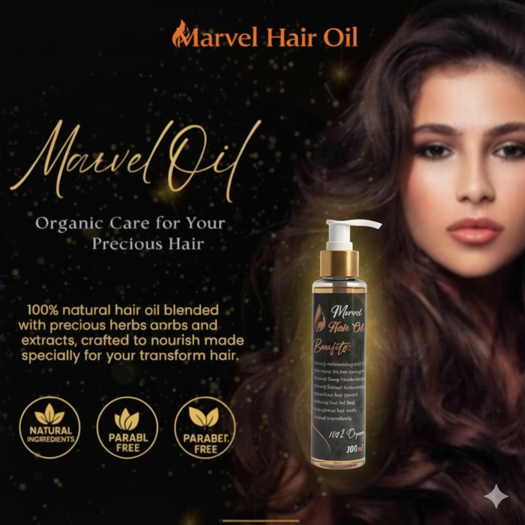 Marvel Hair Oil ā 100% Organic Hair Growth & Strengthening Oil (100ml)