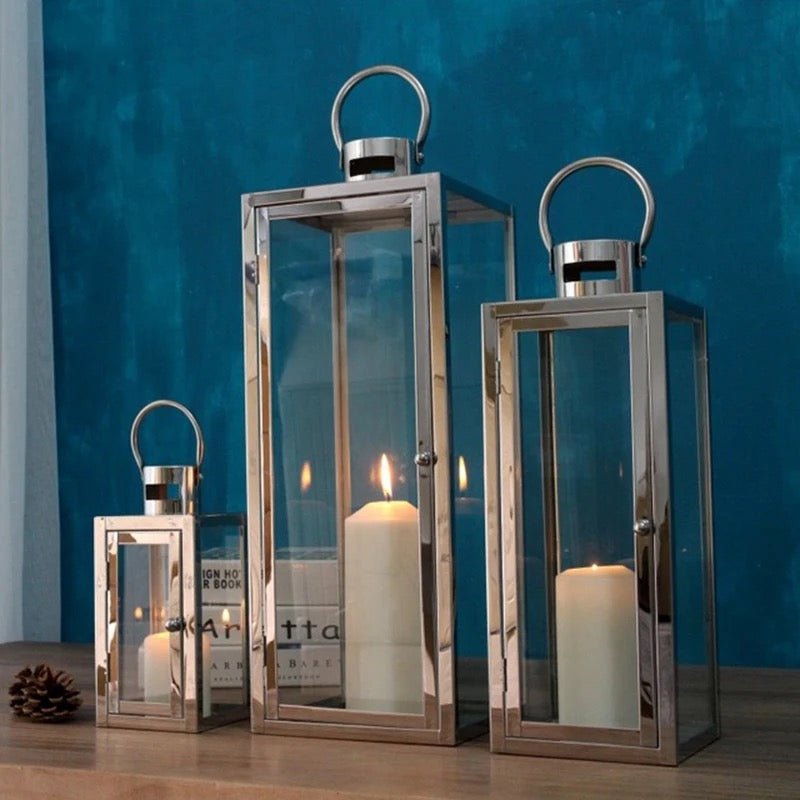Silver Lanterns set for home decorating