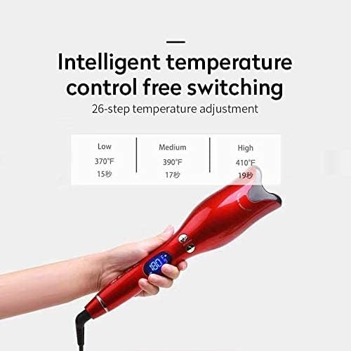HICITI Multi-Automatic Hair Curler Hair Curling Iron LCD Ceramic Rotating Hair Waver Magic Curling Wand Irons Hair Styling Tools (RED)