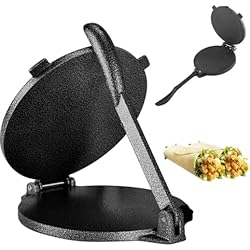 Geepas Chapathi Maker - Non-stick Coating with Thermostat Control | Cool Touch Handle Indicator Lights Ideal for Making Breads Chapathi,Roti1000 W Black/Silver, 8"