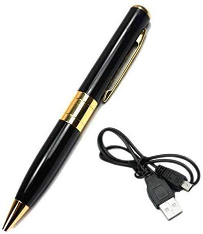 Electronics 720p Gold & Black Indoor Outdoor Spy Pen Camera with Audio/Video Recording, up to 32 GB Card supportable (not Included)