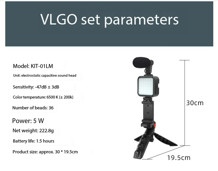 5 in 1 Vlogging Kit with Fill Light Microphone Tripod