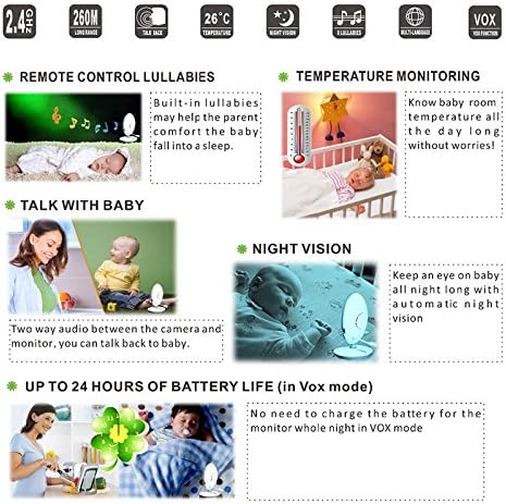 Baby Monitor 2.4 Inch Color LCD Wireless Digital Audio Video Security Baby Monitor 2 Way Talk Night Vision Temperature Monitoring