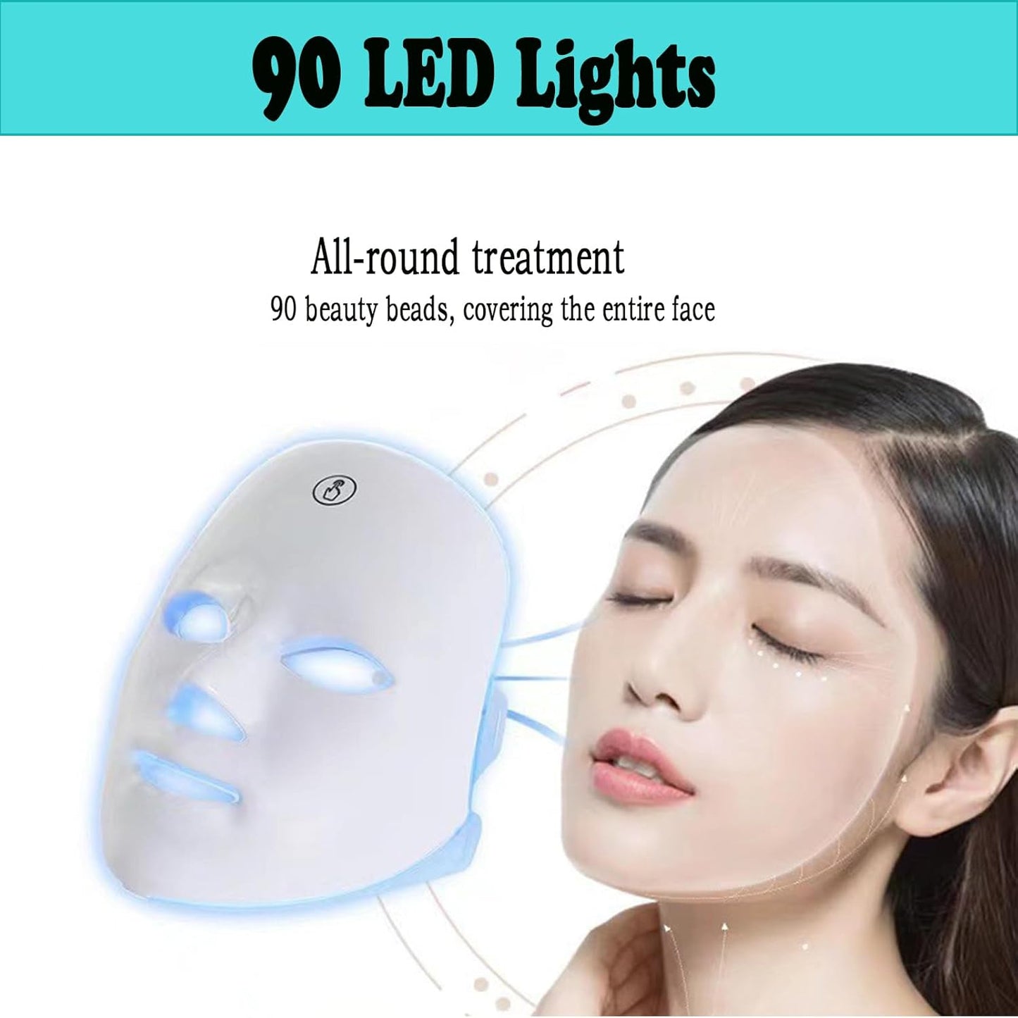 Led Mask 7 Colors, Led Face Mask, Phototherapy Mask, Phototherapy Mask, Phototherapy Mask for Face (White)