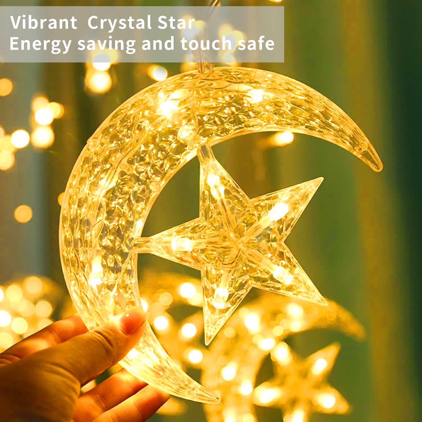 Ramadan Decorations Lights, Star Moon Lights with Remote Control & Battery Case for Home Ramadan Lights for Holiday Ramadan Decorations