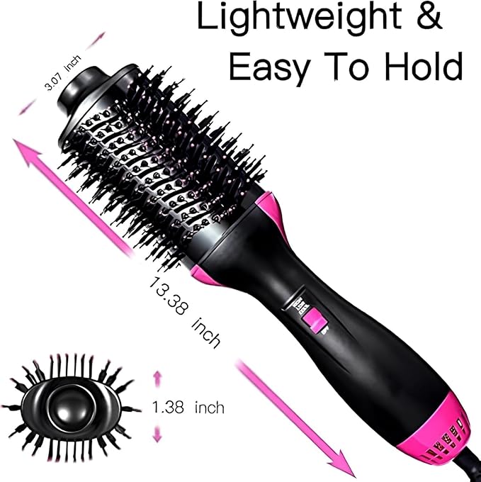 One Step Hair Dryer and Volumizer Brush, 3 In 1, Black and Pink
