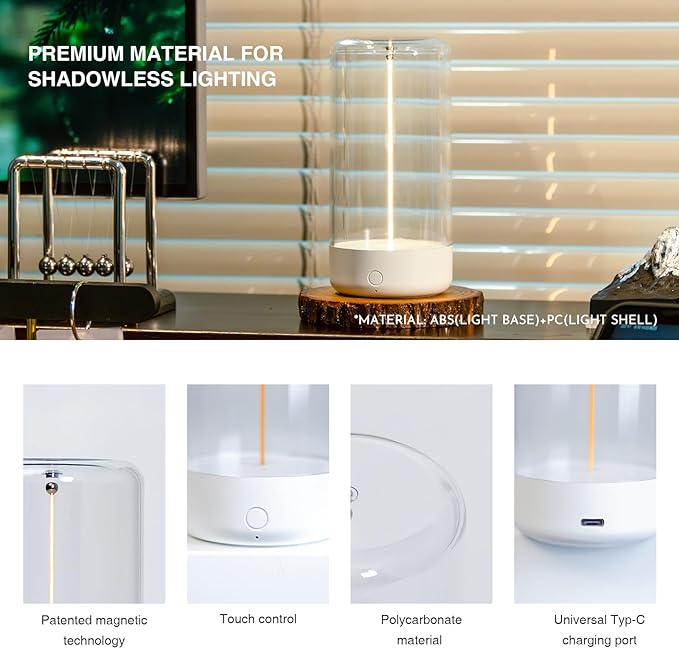 Mini Minimalist Table Lamp Cordless LED Desk Lamp Rechargeable Modern Night Lights with Breathing Effect for Home Office, Ideal as Atmosphere or Playing Games