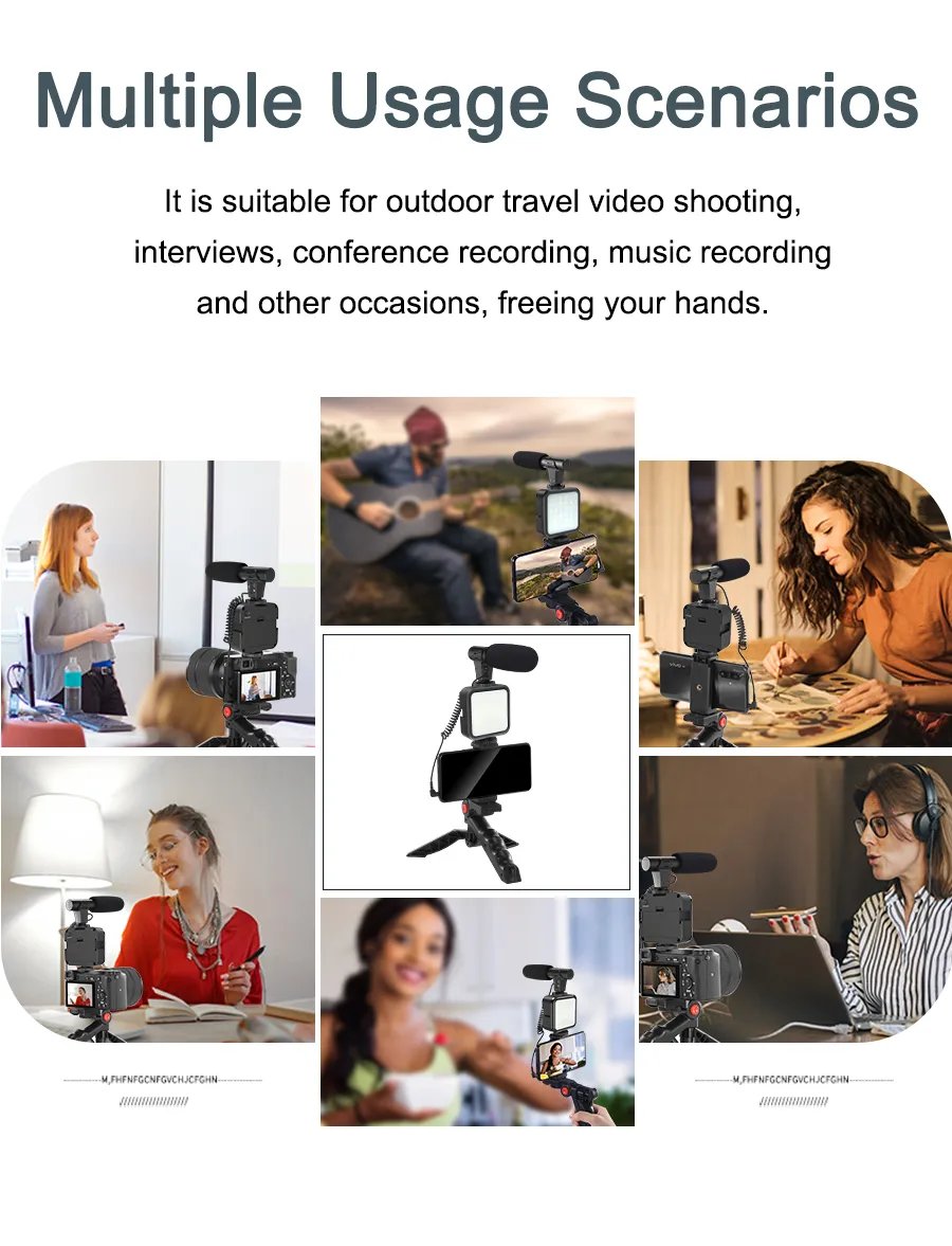 5 in 1 Vlogging Kit with Fill Light Microphone Tripod