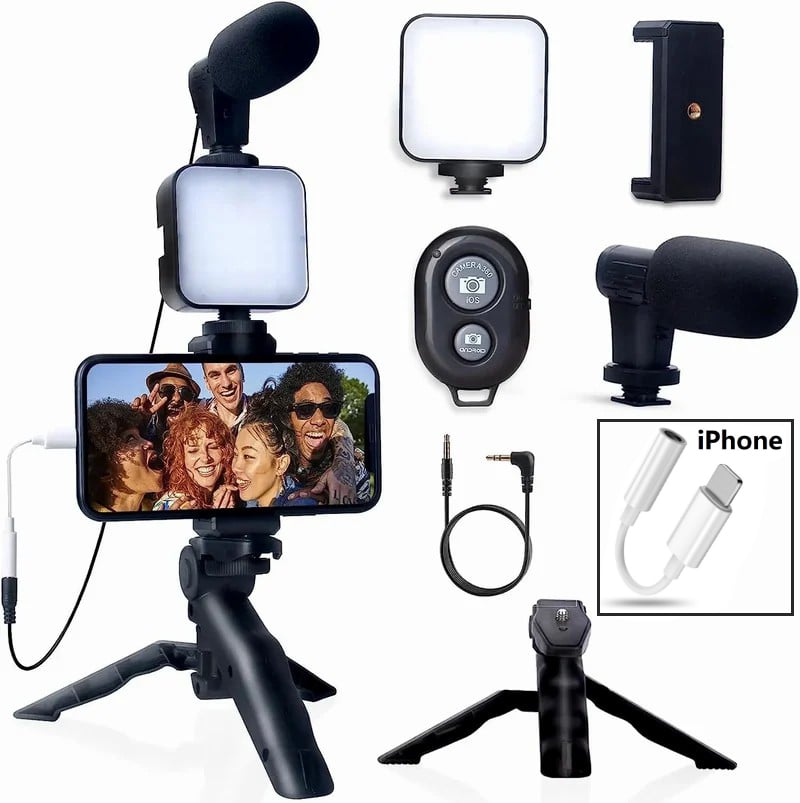 5 in 1 Vlogging Kit with Fill Light Microphone Tripod