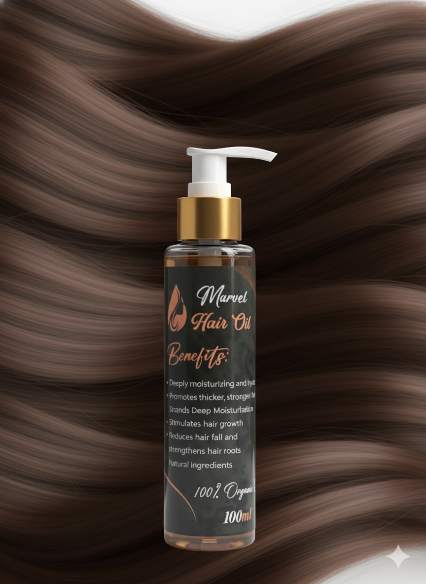 Marvel Hair Oil – 100% Organic Hair Growth & Strengthening Oil (100ml)