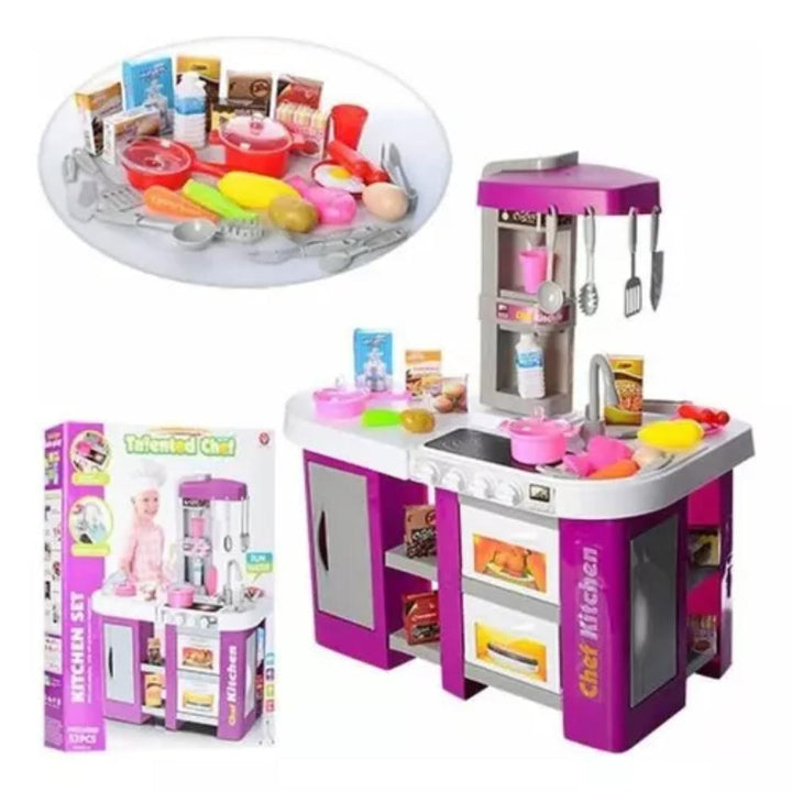 Children's Kitchen Play Set Water Oven Stove Refrigerator Sink with Fire Light And Sound Kitchen Kit for Kids