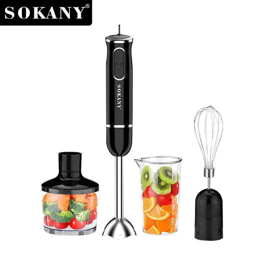 Sokany™ 4-in-1 Low-Noise Blender with Beaker, Chopper, Whisk & Milk Frother