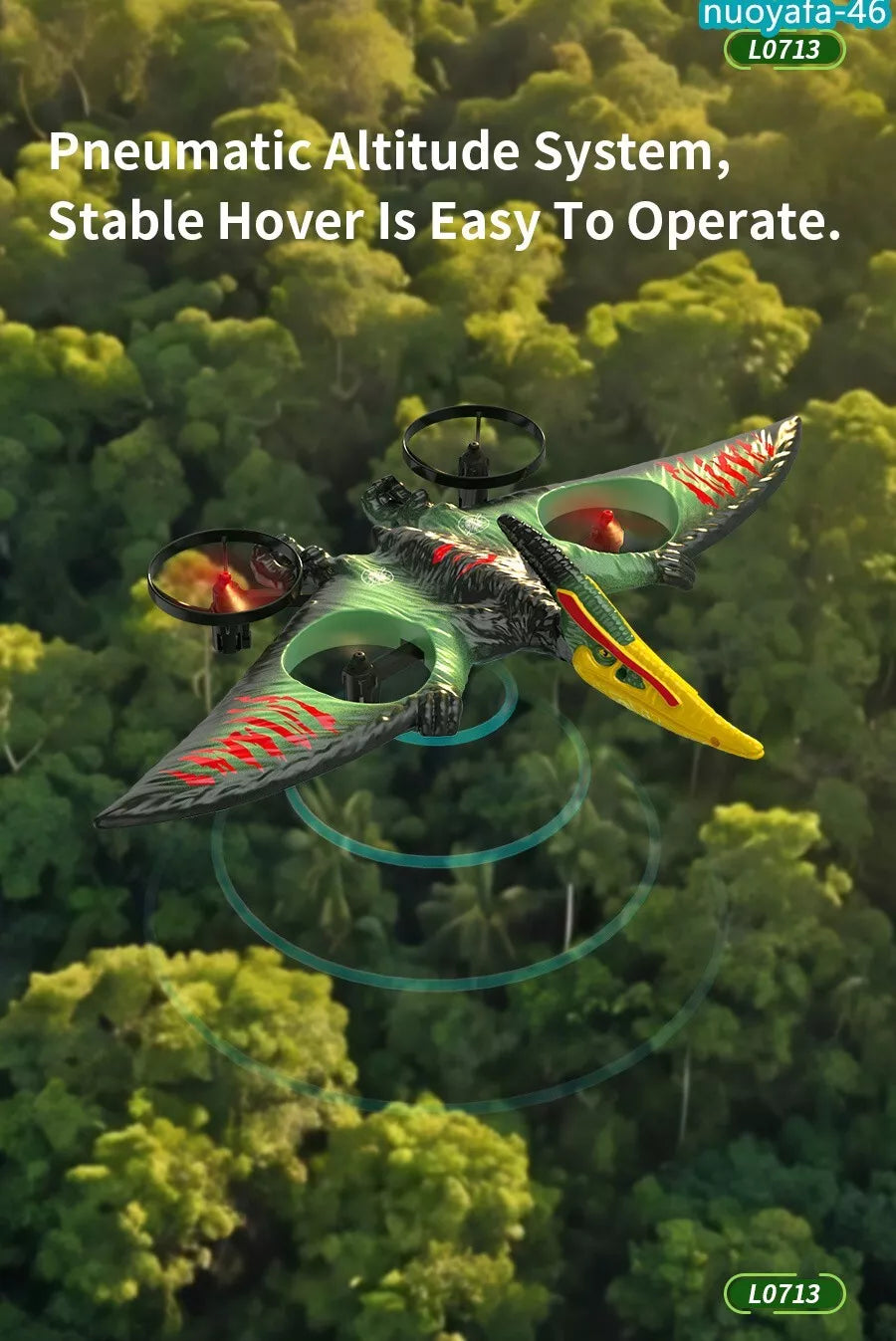 2.4G RC Plane 6-Axis Gyro Pterosaur Drone 360° Stunt Airplane LED Foam Kids Toy