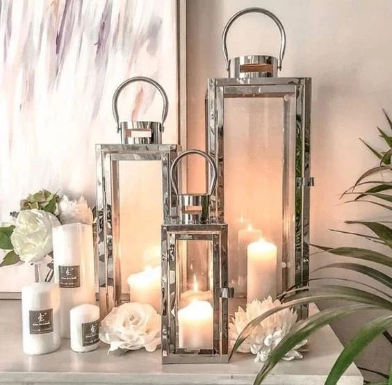Silver Lanterns set for home decorating